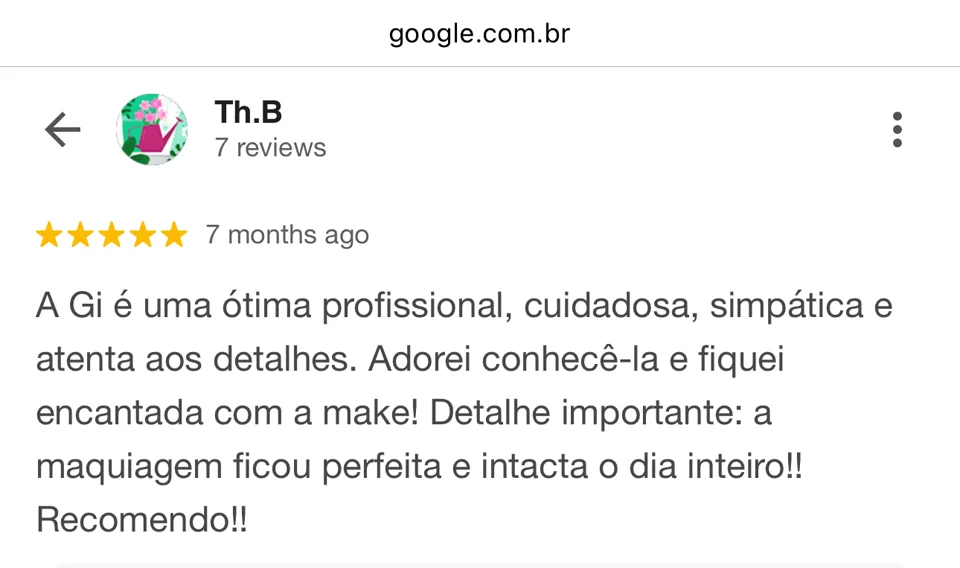 Avaliação de Th.B com cinco estrelas
