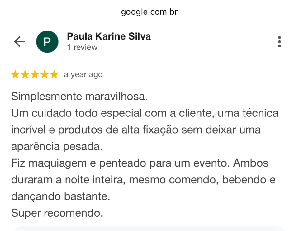 Avaliação de Paula Karine Silva com cinco estrelas